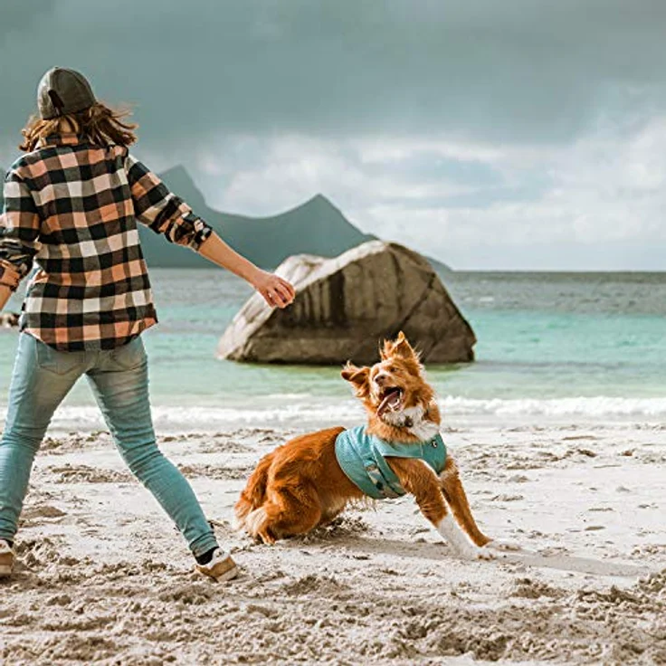 Hurtta Cooling Wrap Kühlweste für Hunde Sommer Kühlweste Aquamarin Hellblau 40-50cm – Bild 3