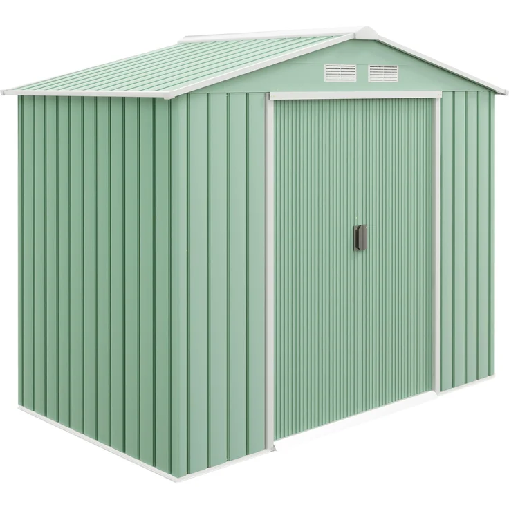 MH Handel GmbH Gartenschuppen, 2 Schiebetüren, Rostfreie Stahlkonstruktion, Lüftungsfenster, hellgrün, 2,13 x 1,30 x 1,85 m