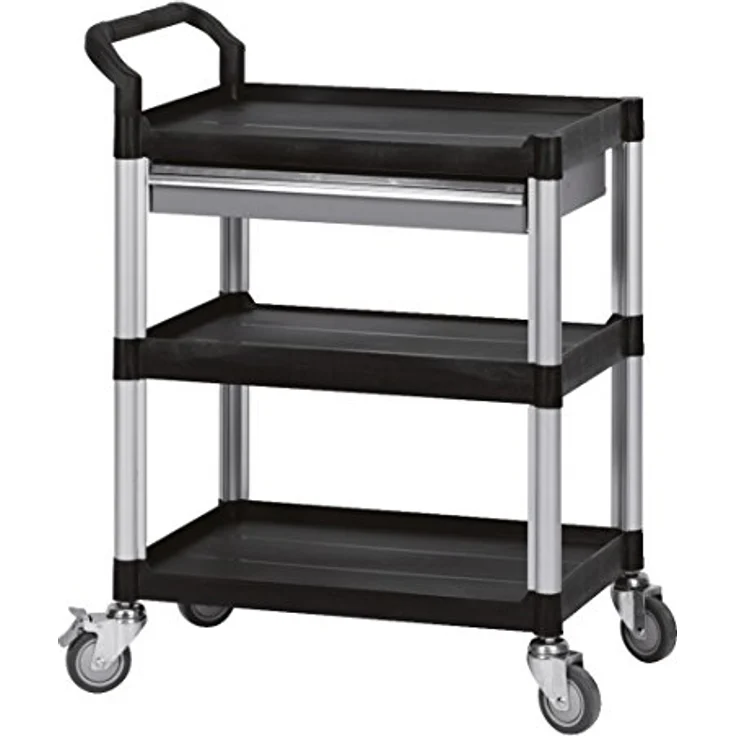 KS Tools Werkzeugwagen + Montagewagen 800.0020, stabile Kunststoffausführung mit schraubenloser Konstruktion, Aluminium-Säulen, mobile Handhabung mit Lenk- und feststehenden Rollen – Bild 2