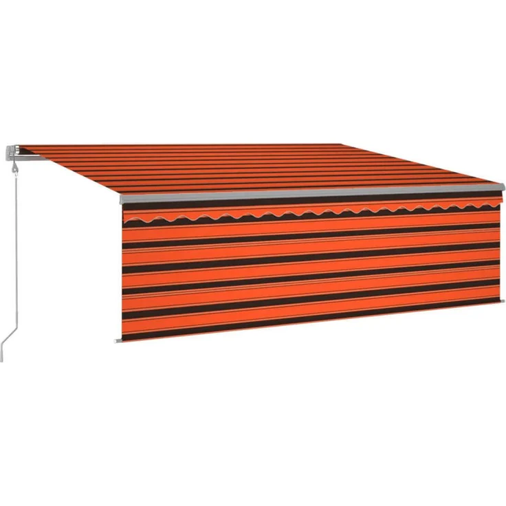 vidaXL Markise Sonnenschutz Automatisch 4,5x3m mit Rollo und LED Windsensor, Orange/Braun, Aluminiumrahmen