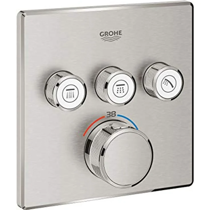GROHE Grohtherm SmartControl, Duschsystem mit Thermostat und 3 Absperrventilen, Fertigmontageset für Rapido SmartBox, supersteel, 29126DC0 – Bild 1