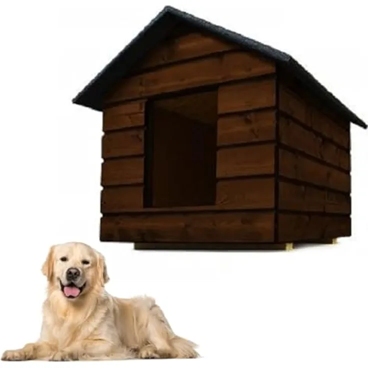 QLS Hundehütte Größe 80x60 mit Vorhang Isoliert Winterfest Outdoor (Palisander, L) - QLS Hundehütte Größe 80x60 mit Vorhang, isoliert, winterfest, Outdoor geeignet