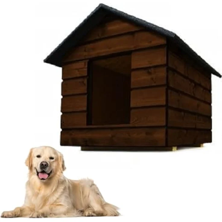 QLS Hundehütte Größe 80x60 mit Vorhang Isoliert Winterfest Outdoor (Palisander, L) - QLS Hundehütte Größe 80x60 mit Vorhang, isoliert, winterfest, Outdoor geeignet – Bild 1