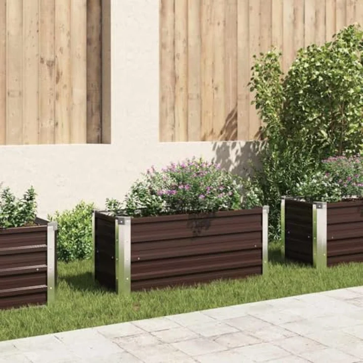 vidaXL Garten-Hochbeet Braun 100 x 40 x 45 cm Verzinkter Stahl – Bild 3
