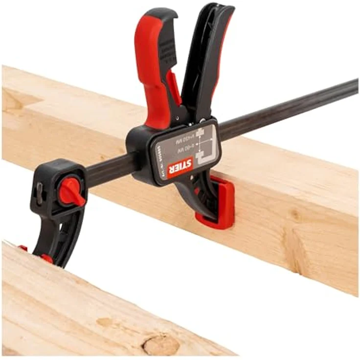 STIER Einhandzwinge, 450 mm Spannweite, 80 mm Ausladung, zum Spannen und Spreizen, mit ergonomisch geformtem Griff – Bild 3