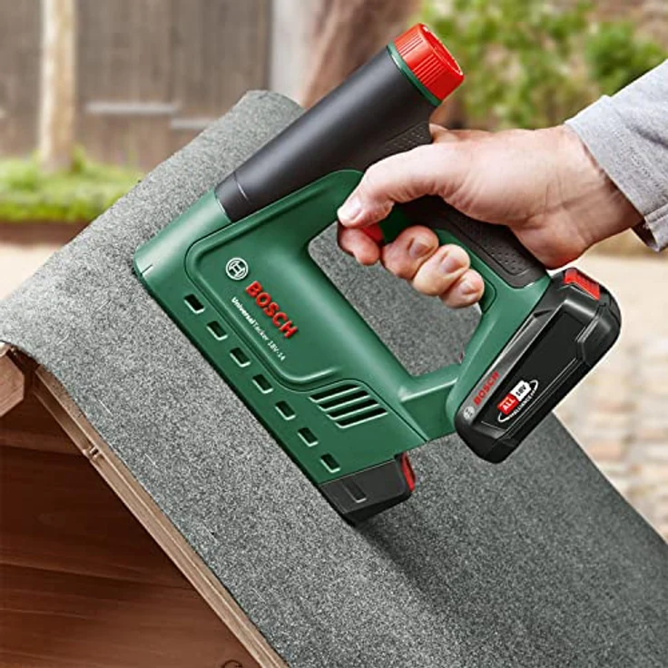 Bosch Akku-Tacker UniversalTacker 18V-14 (Tackern/heften in Weich-und Hartholz; für Klammern und Nägel; Schnellfeuermodus; 18 Volt System; mit 1000 Feindrahtklammern; ohne Akku) – Bild 3