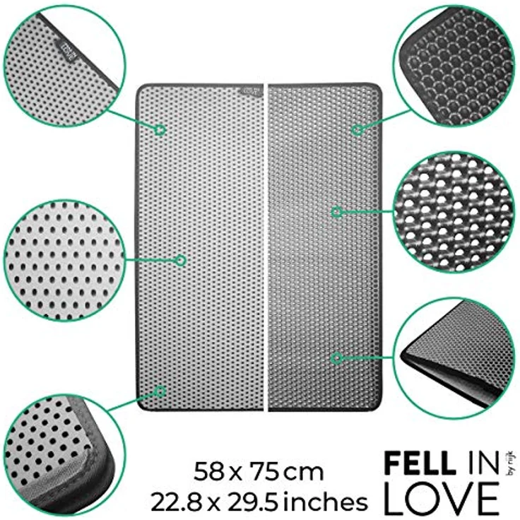 Fellou Katzenklo Matte 75x58 cm | XXL Matte Katzentoilette | perfekte Katzenstreu Matte für die saubere Wohnung | Katzenmatte Katzenklo – Bild 3