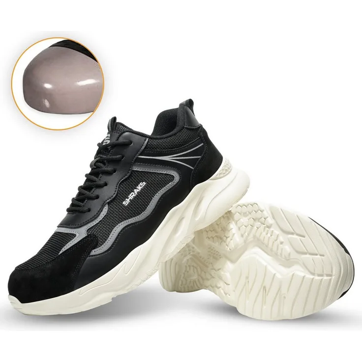"Shraks Shraks™ Moda Sicherheitsschuhe in Schwarz, Stahlkappe, Rutschfest, ISO20345 Arbeitsschuh"