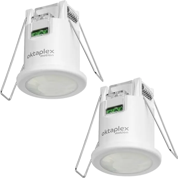 Oktaplex motion Oktaplex Ron Einbau-Bewegungsmelder Innen flach 360 Grad / 8m Infrarot Sensor Deckenbewegungsmelder 3-Draht 230V LED geeignet, weiß