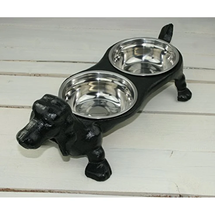 Moritz Doppel Hundenapf Gusseisen Fressnapf Napf Hund Futter, ca. 250 ml pro Napf, schwarz – Bild 2