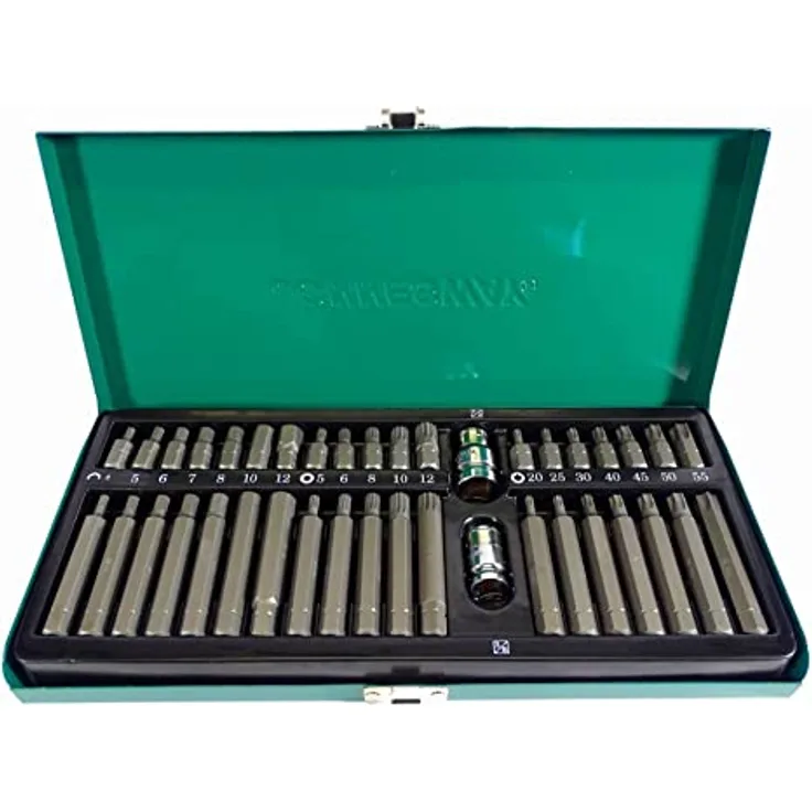 Jonnesway TORX IMBUS XZN MOCN-SET BITS 40tlg. mit 14 TORX und 14 IMBUS Bits, verschiedene Längen, robustes Chrom-Material, inkl. 2 Adapter