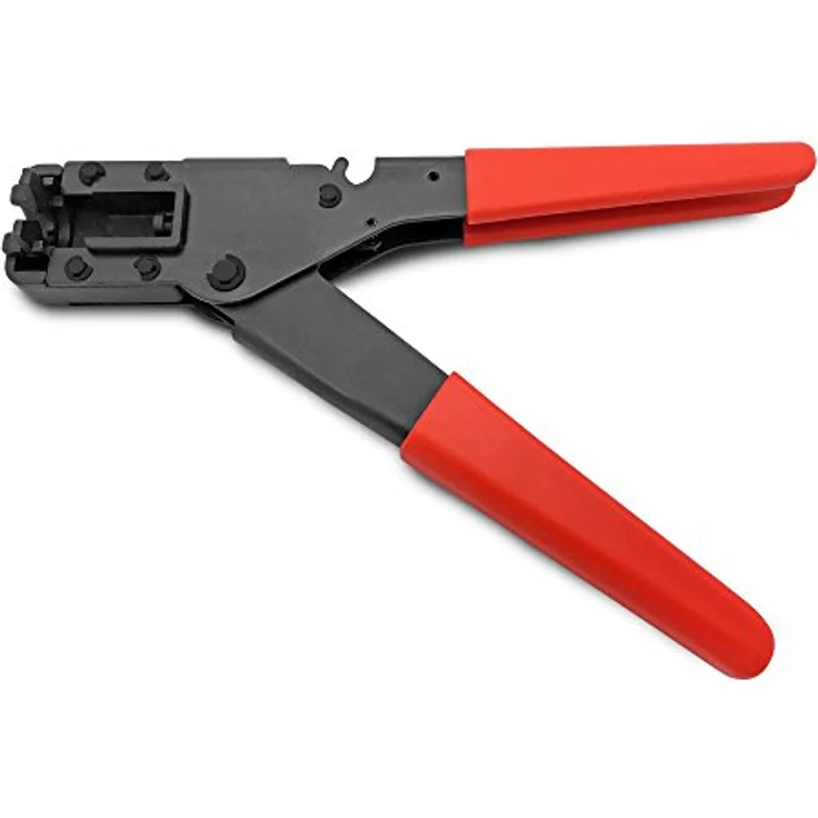 ARLI Kompressionszange Set, inkl. Abisolierer & 100x wetterfeste F-Kompressionsstecker 7 – 7,5 mm für SAT TV Koaxkabel RG6 – Bild 3