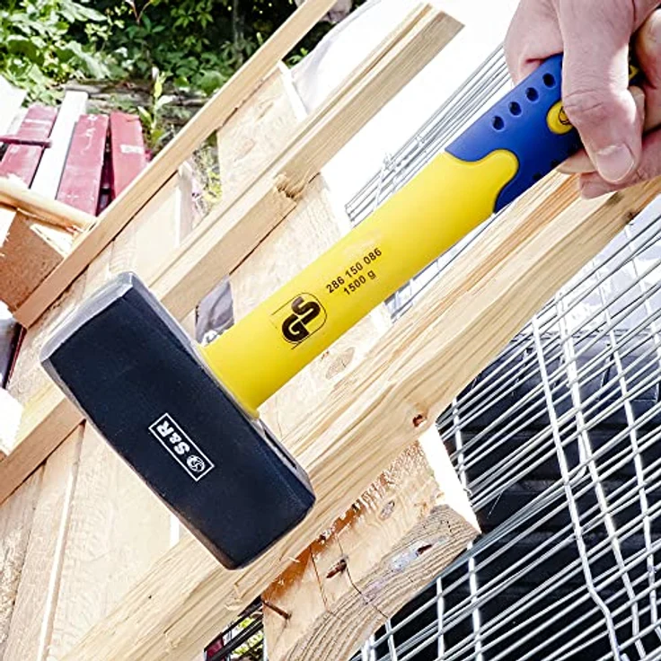S&R Fäustel mit Fiberglasstiel, Schmiedestahl C50, 1500 g, robust und stoßfest – Bild 4