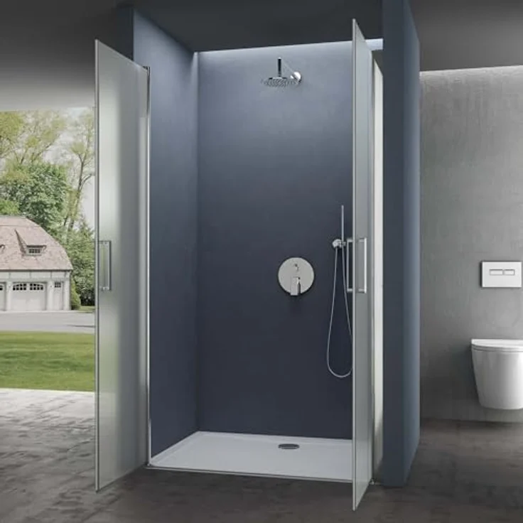 doporro Nischentür T24VS, Duschabtrennung 90cm mit ESG-Sicherheitsglas satiniert, Drehtür mit Hebe- und Senkmechanismus, 195cm hoch – Bild 3