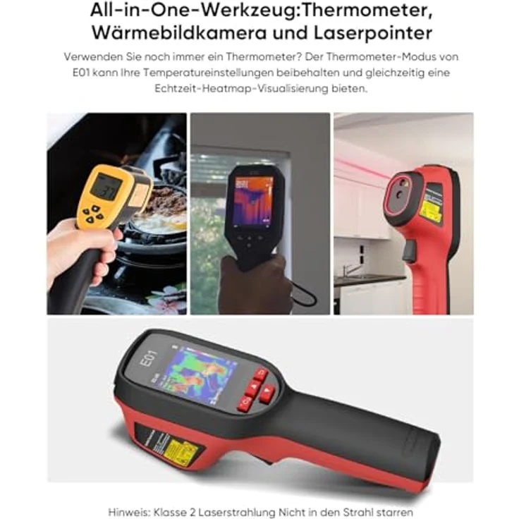 HIKMICRO E01 Wärmebildkamera SuperIR, 240 x 240 IR-Auflösung, Handheld Thermokamera mit Laserpointer, -20°C bis 400°C, 20Hz Bildwiederholrate, 4 GB Speicher – Bild 2
