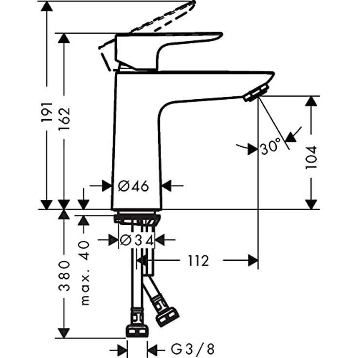 hansgrohe Talis E Waschtisch-Einhebelmischer, EcoSmart, Comfort-Zone 110, 5 l/min Durchflussmenge, Keramikmischsystem – Bild 2