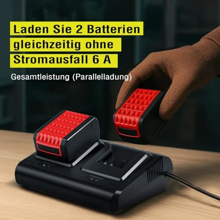 LEICKE Doppelladegerät für Bosch Professional Akkus, 14,4–18V 6A, EU-Stecker, kompatibel mit GBA/Core/ProCORE 18V, mehrfacher Schutz – Bild 4