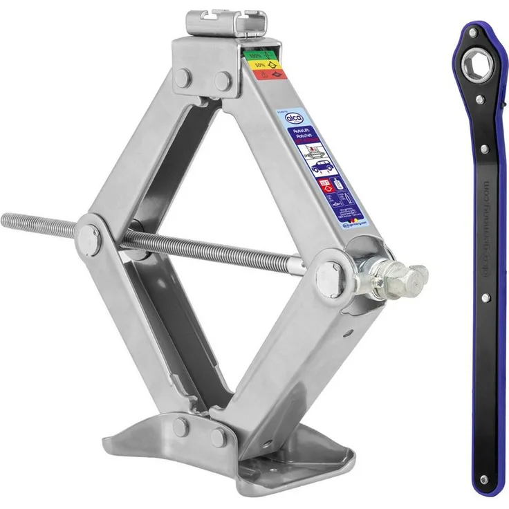 alca Wagenheber Autolift Ratschet 2t, Scherenwagenheber mit Hubbereich 115-410 mm, leicht und stabil