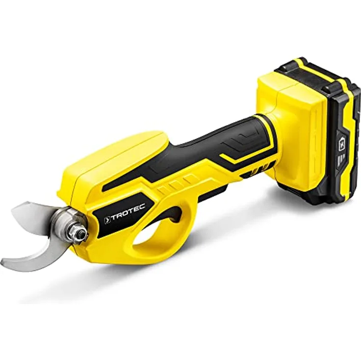 TROTEC Akku-Gartenschere PGSS 15-20V | Hartholz bis zu 15 mm, Weichholz bis zu 28 mm | Einschaltschutz, Fingerschutz, Klingenschutz