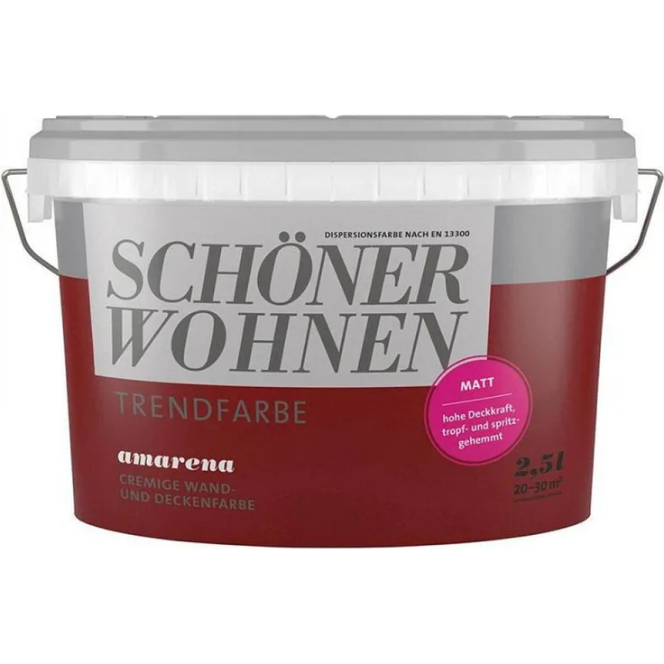 SCHÖNER WOHNEN FARBE Wandfarbe SW Trend, hochdeckende Dispersionsfarbe matt, 2,5L, amarena 3511, allergikerfreundlich