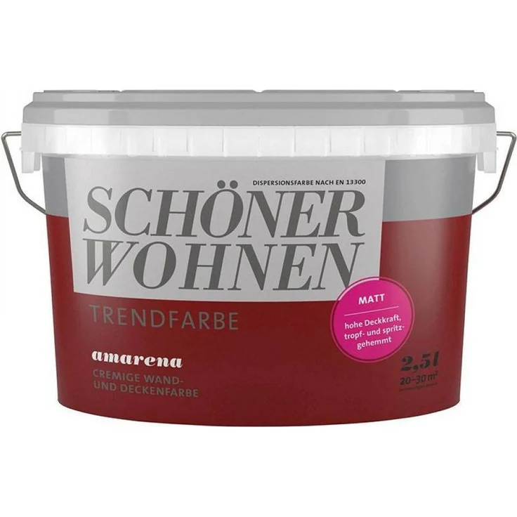 SCHÖNER WOHNEN FARBE Wandfarbe SW Trend, hochdeckende Dispersionsfarbe matt, 2,5L, amarena 3511, allergikerfreundlich
