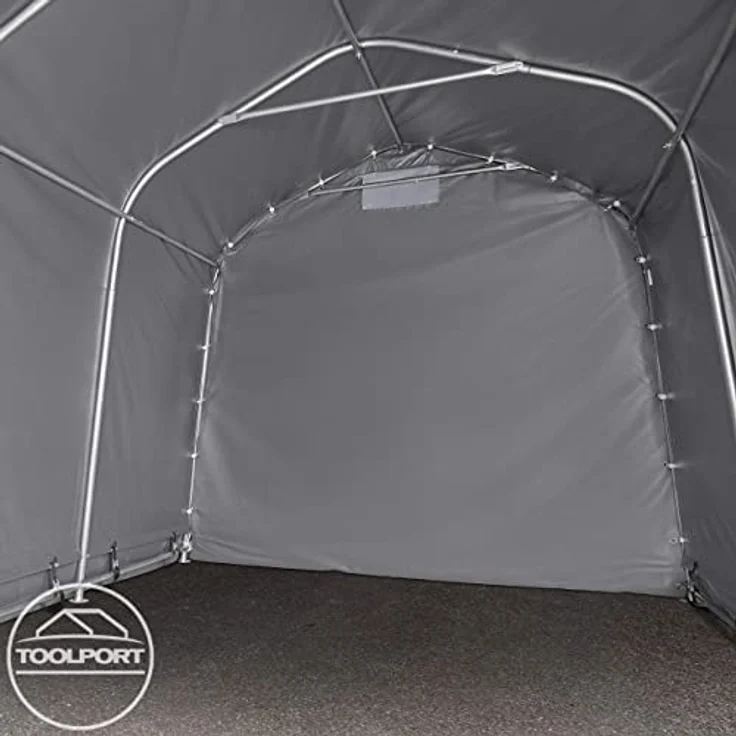 TOOLPORT Garagenzelt Carport 2,4 x 3,6 m, grau, wasserdichte PVC 800 N Plane und stabile Stahlrohrkonstruktion – Bild 3