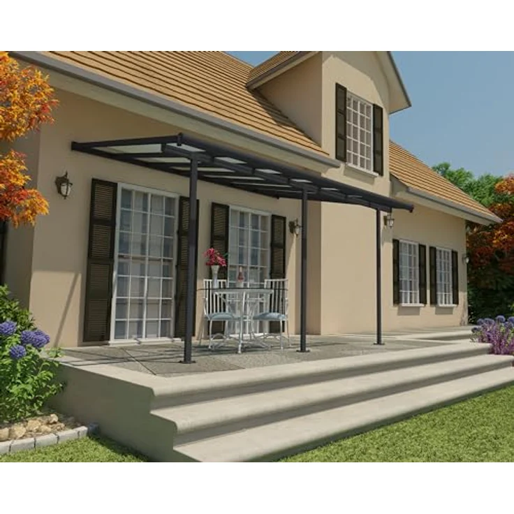 CANOPIA Terrassenüberdachung Alu Sierra 3X4.25 mit Polycarbonat Hohlkammerplatten Pergola 434 x 295 cm in Grau - Selbstmontage, verstellbar, unverwüstliche Paneele – Bild 3