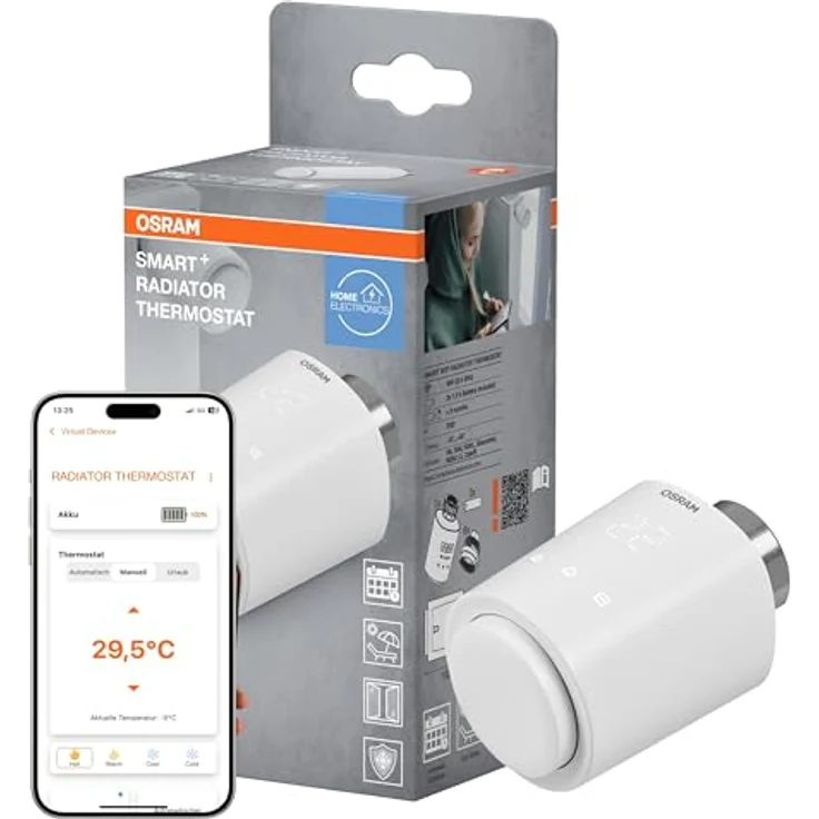 OSRAM SMART+ WiFi Heizkörperthermostat, programmierbar mit IP20-Schutz, für Smart Home, weiß, 1er-Pack – Bild 1