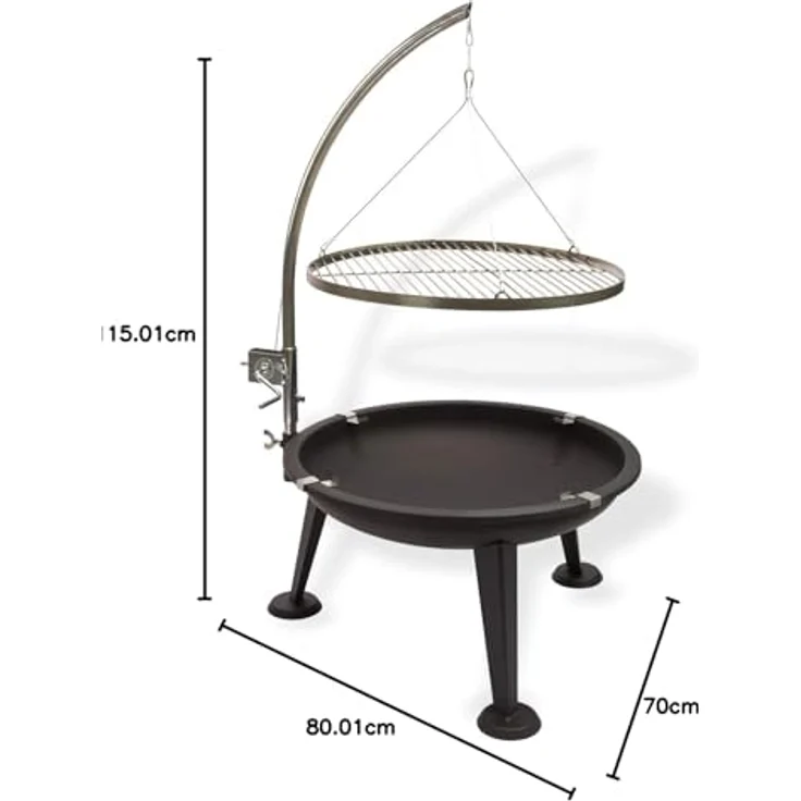 Edelstahl Schwenkgrill Holzkohlegrill 3-beinig 55 cm Grillrost Feuerschale – Bild 9