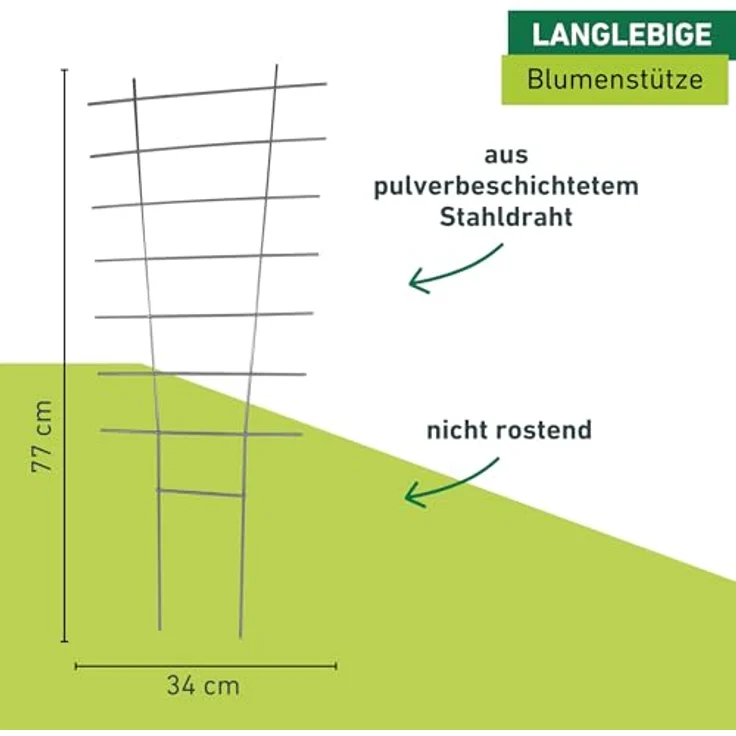 Windhager Blumenstütze, Rankhilfe, Gitterspalier, Rankgitter für Topfpflanzen, Metall, 77 x 34 cm, 05709 – Bild 3