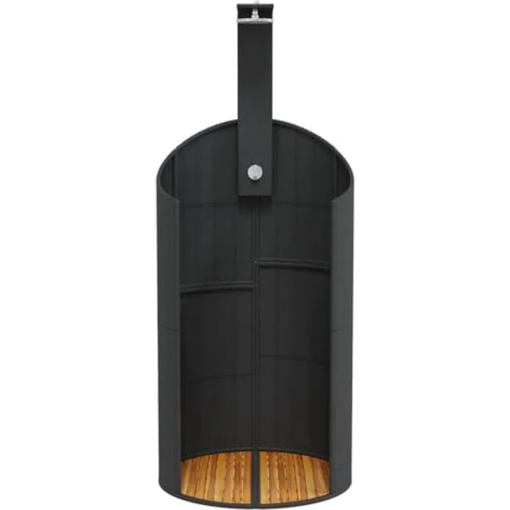 vidaXL Gartendusche aus Poly Rattan, Schwarz, mit Holzboden und drehbarer Brause – Bild 8