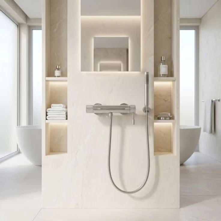 wohnwerk.idee Duscharmatur Dusch-Set mit Handbrause, Gold Matt Mischbatterie aus Messing mit Keramikkartusche – Bild 4