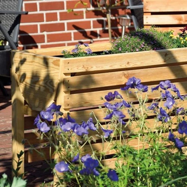 dobar 58196e Dekoratives Hochbeet aus Holz (Kiefer),100 x 45 x 60 cm,Beige – Bild 5