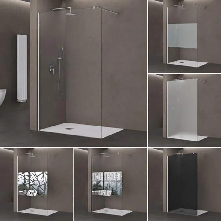 doporro Walk-in-Dusche Duschwand für Dusche Duschkabine Duschabtrennung 10mm ESG NANO, Einscheibensicherheitsglas, rechteckig, Klarglas, Edelstahl Stabilisatoren, variabler Wandabstand 70-120 cm – Bild 6