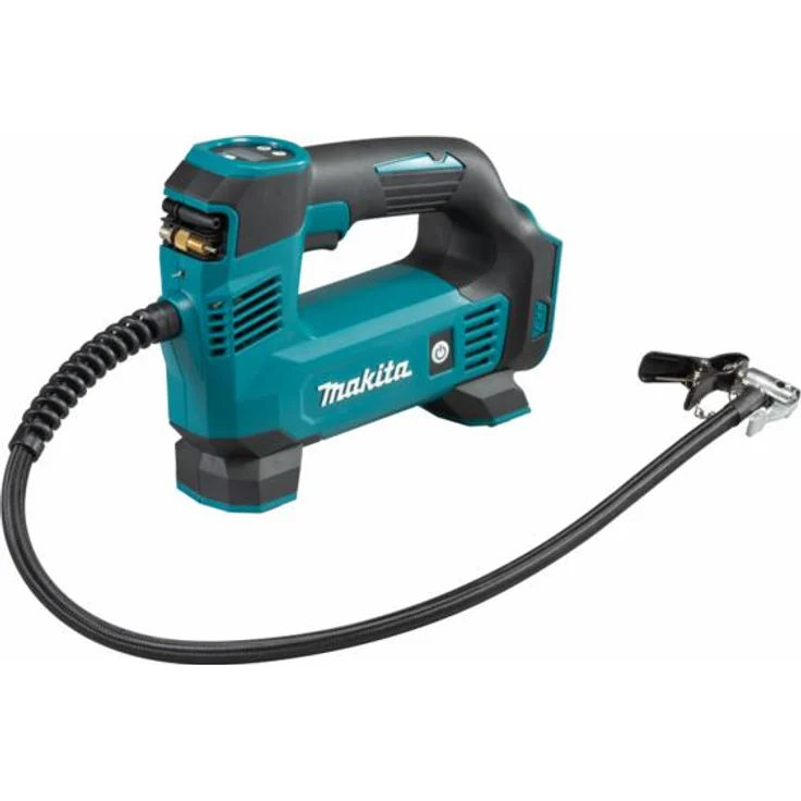 Makita Akku-Kompressor M\Dmp180Z, 18 V mit Druckanzeige bis 8,3 bar, LED-Beleuchtung und flexibler Schlauchlänge