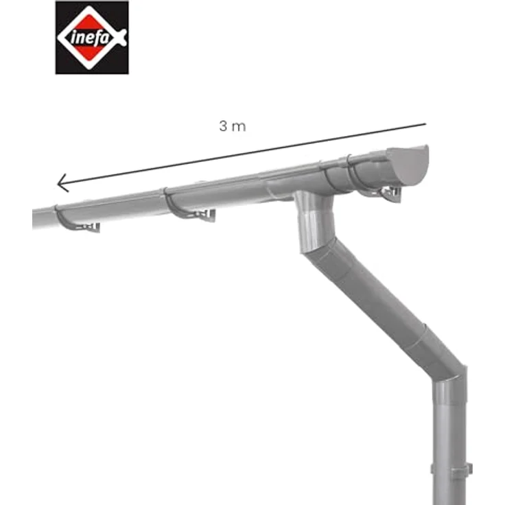 INEFA Dachrinnen Set PVC 3m NW 100 Halbrund, witterungsbeständig für Gartenhaus und Carport, grau – Bild 9