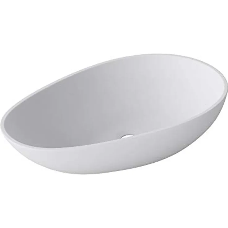 doporro Aufsatzwaschbecken Weiß matt oval Colossum809 BTH: 59,8x36x14 cm Mineralguss Waschbecken ohne Armaturloch