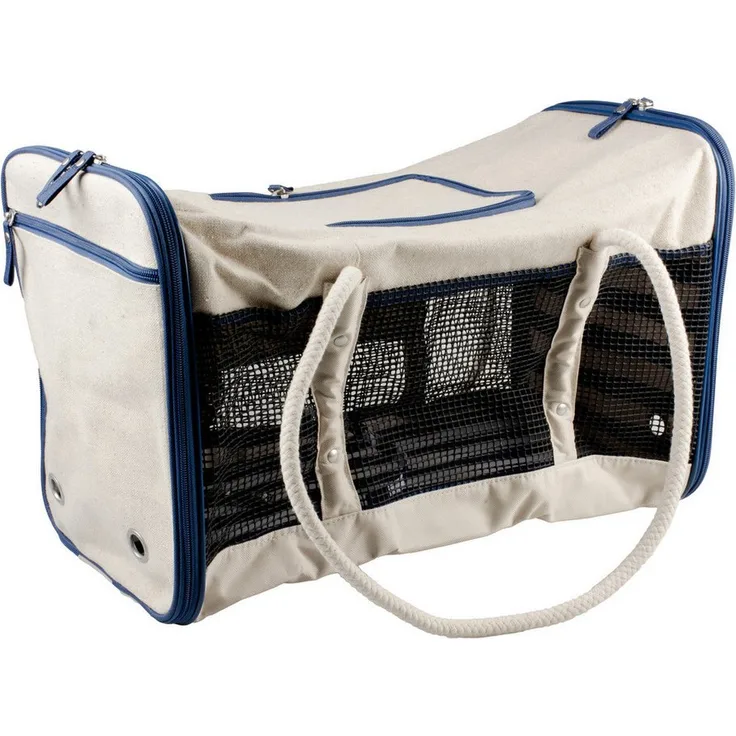 DUVO+ Reisetasche Saint-Tropez für Hunde bis 9 kg, beige, wasserbeständig mit herausnehmbarem Kissen und Belüftungslöchern