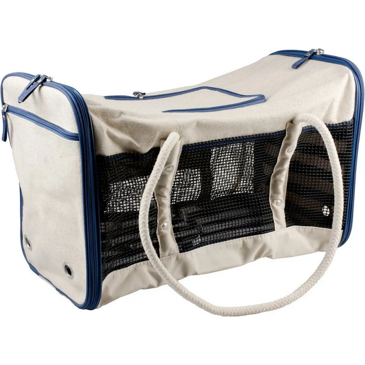 DUVO+ Reisetasche Saint-Tropez für Hunde bis 9 kg, beige, wasserbeständig mit herausnehmbarem Kissen und Belüftungslöchern