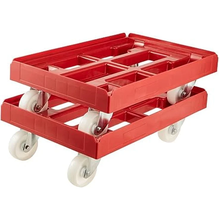 OKT Transportwagen, Transportroller mit 300 kg Tragkraft, 360° Drehbereich, 4 Lenkrollen, rot – Bild 4