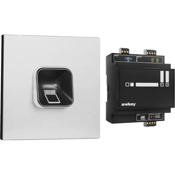 EKEY 204703 sLine Fingerprintset (Fingerprint Schwarz, Gira 106 Sprechanlagenmodul Aluminium, Controller), Biometrische Zutrittslösung für Sprechanlage Gira, 0,4 W, 12-24 V, Schwarzer Fingerprint – Bild 2