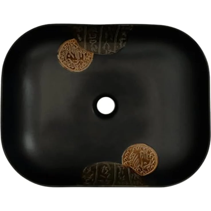 vidaXL Aufsatzwaschbecken, Schwarz, Handgefertigt aus Keramik, Vintage-Stil Eleganz – Bild 6
