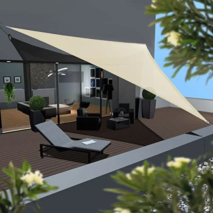 AMANKA 90% UV Schutz: 8x8x8 Sonnensegel Dreieckig Wasserdurchlässig - Terrassendach Sonnenschutz Dreieck - Sonnensegel Garten Sonnenschutz für Trampolin Sonnensegel Pergola Dreieckig Sonnensegel Pool – Bild 2