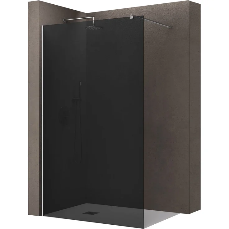 doporro Walk-in-Dusche Duschwand Bremen1VG, 8 mm ESG-Sicherheitsglas, NANO-Beschichtung, dunkelgrau – Bild 1