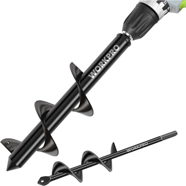 WORKPRO Gartenbohrer Set, Spiralbohrer aus Manganstahl, 2 Größen (8 x 30 cm & 4 x 22 cm) für Bohrmaschine, schnurloses Grabungswerkzeug – Bild 1