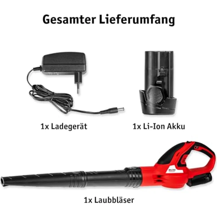 WALTER Akku-Laubbläser 12V Li-Ionen, Regulable Luftgeschwindigkeit bis 200 km/h, inklusive 2,0 Ah Akku & Ladegerät – Bild 7