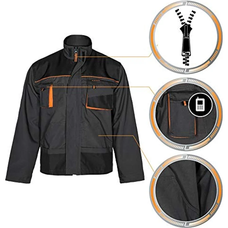 Artmas Arbeitsjacke Classic Grau, professionelle Sicherheitsjacke für Industrie und Baugewerbe – Bild 4