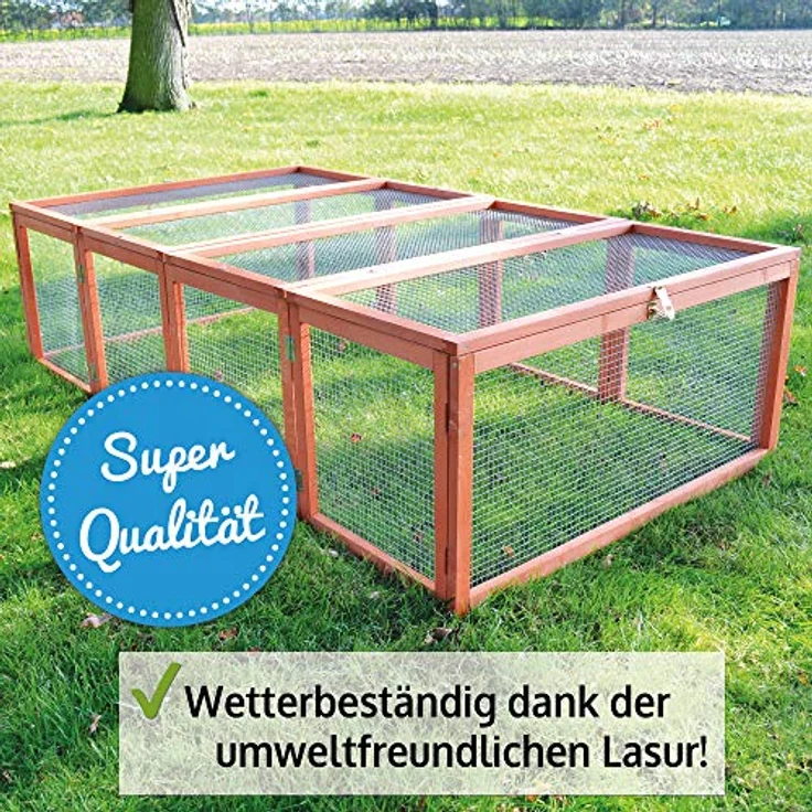 Zooprinz Freilaufgehege Rabbit Run, Stabiler Holzrahmen, Umweltfreundliche Farbe Rot-Braun – Bild 2