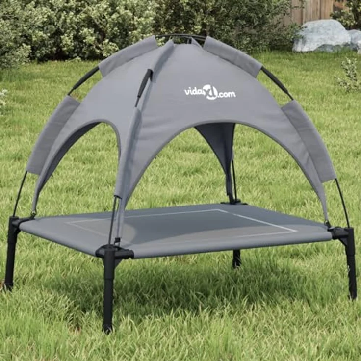 vidaXL Hundeliege mit Dach Anthrazit Oxford-Gewebe und Stahl – Bild 2