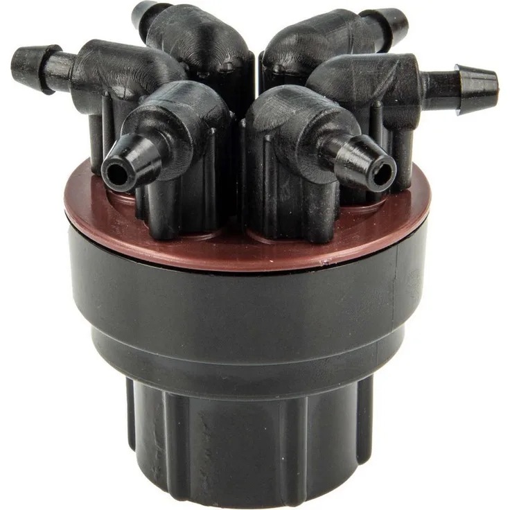 Hunter Bewässerungssystem Mehrfach-Ermitter Verteiler Typ MPE-20, druckkompensierender Tropfer, rot, 6 Emitteröffnungen, 8 l/h Durchfluss